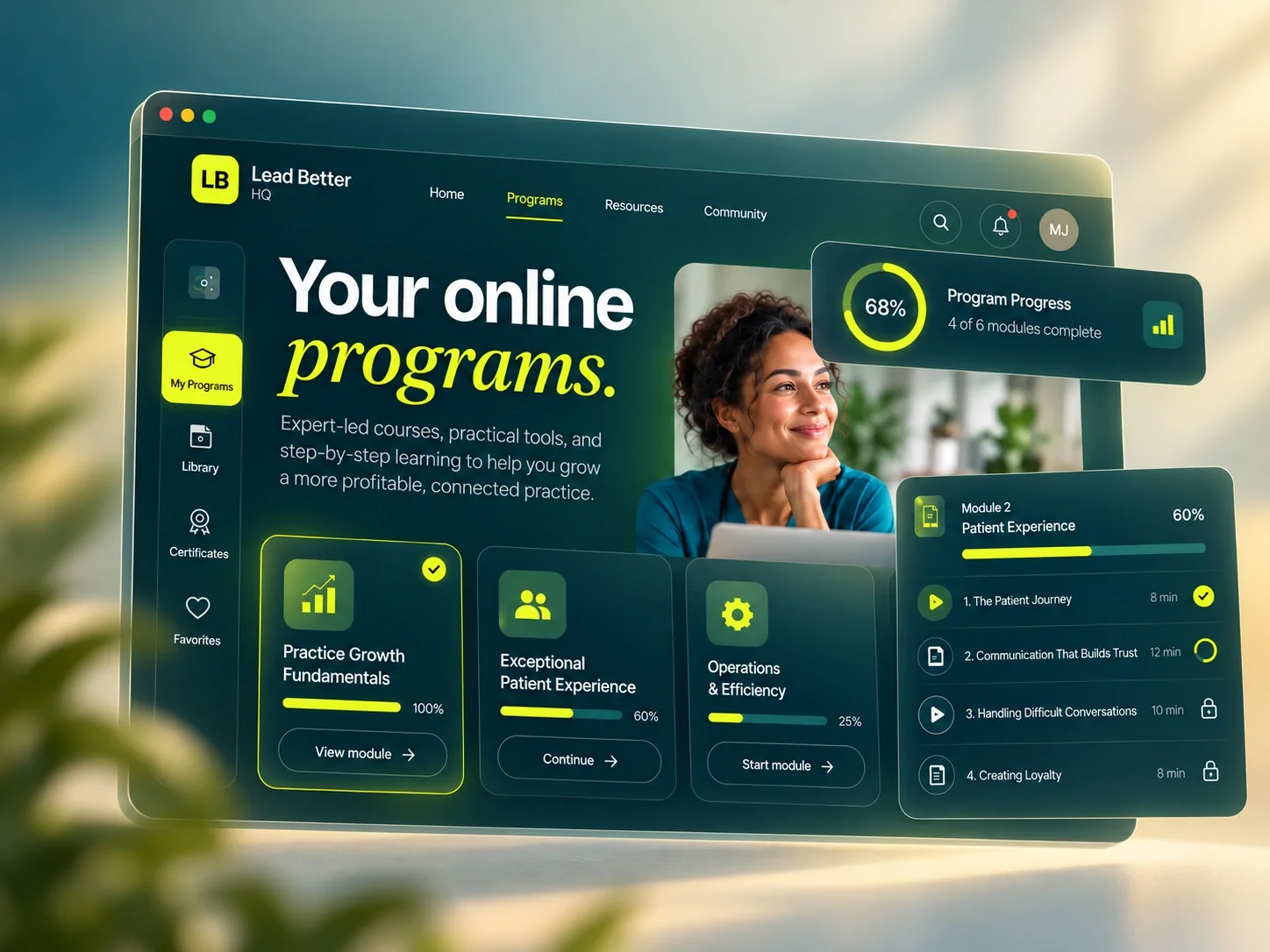 Lead Better HQ online programs and course modules
