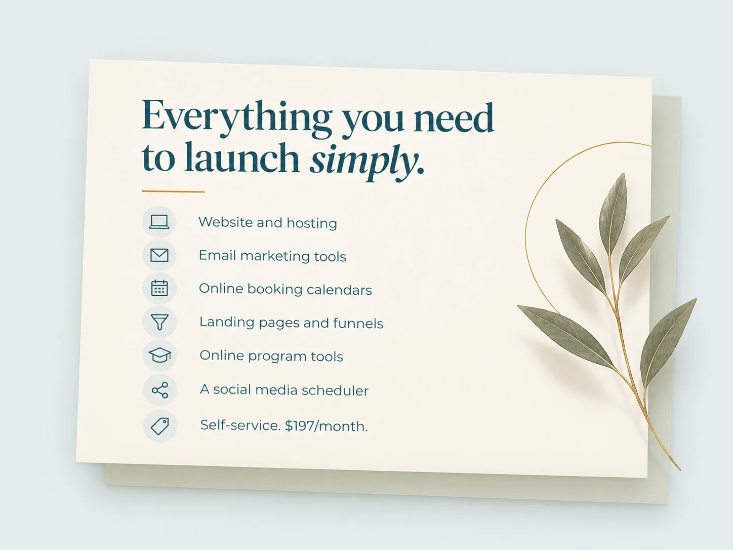 Editorial thumbnail showing everything you need to launch simply for the Lead Better HQ essentials plan.